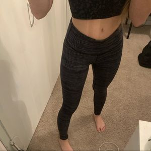 Lululemon grey and white stripped leggings